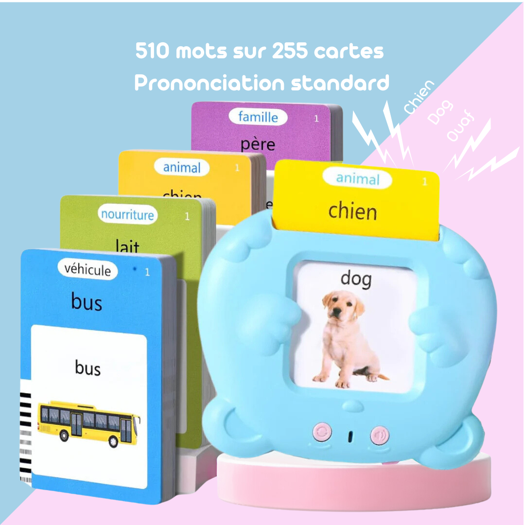 LexiPop™ - Cartes Flash Intelligentes Montessori pour Éveiller les Enfants au Langage - Format Bilingue français/anglais